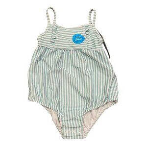 Carter's Baby Girl's Aqua Blue & White Striped Swimsuit New!